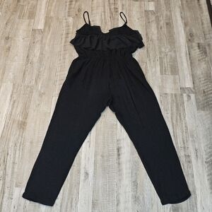 Zara Spaghetti Strap Jumpsuit With Ruffles In Black Trafaluc Size Small